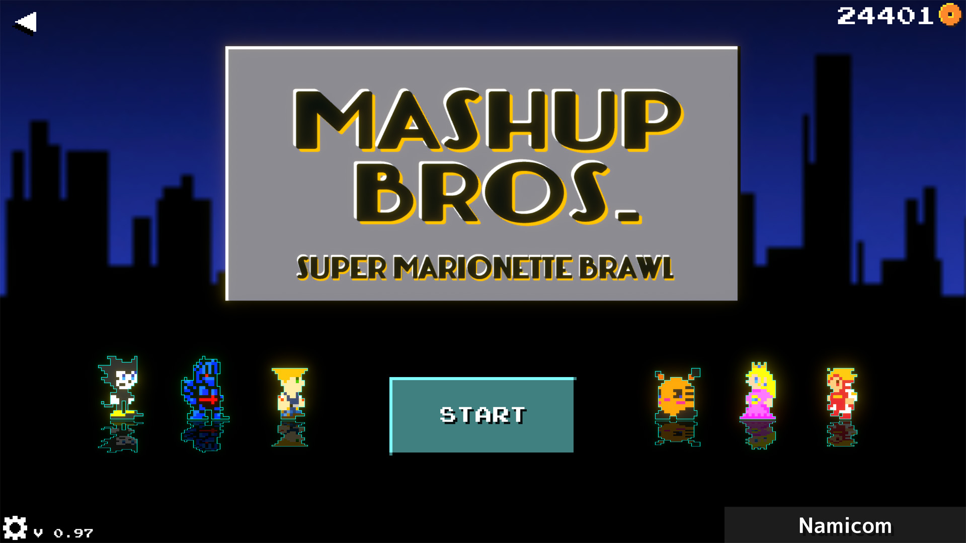 Mashup Bros title screen from the original official website